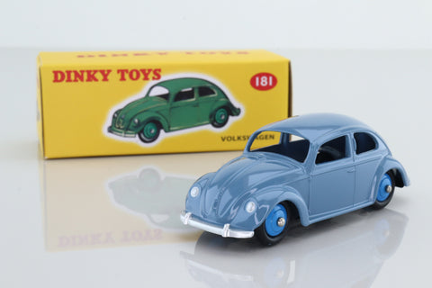 Atlas Dinky Toys 181; Volkswagen Beetle; Light Blue, Blue Hubs