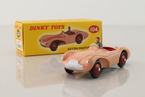 Atlas Dinky Toys 104; Aston Martin DB3S; Pink, Touring Finish