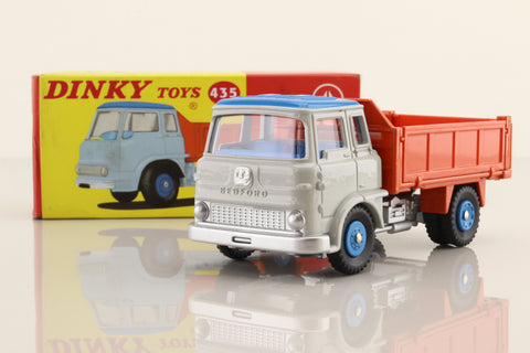 Atlas Dinky Toys 435; Bedford TK Tipper; Grey Cab, Blue Roof, Orange Load Bed