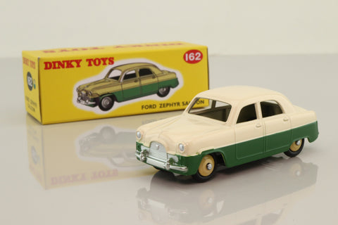 Atlas Dinky Toys 162; Ford Zephyr; Cream Over Dark Green, Cream Hubs