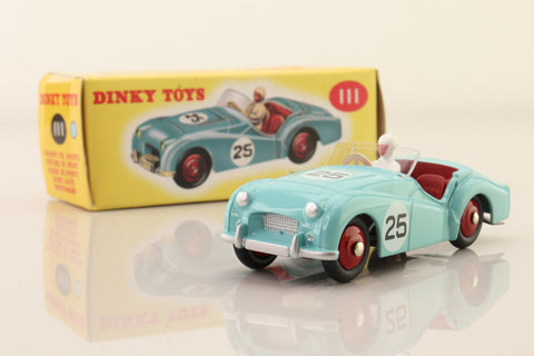Atlas Dinky Toys 111; Triumph TR2, Competition Finish; Light Blue, Red Interior & Hubs; RN25