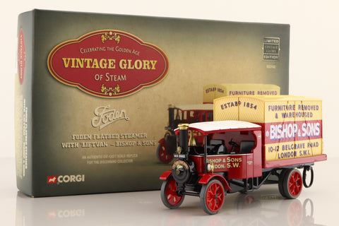 Corgi Classics 80202; 1925 Foden C Type Steam Lorry; Flatbed With Lift Van, Bishop & Sons