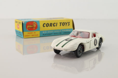 Corgi Toys 324; Marcos Volvo 1800GT; White, Green Stripes