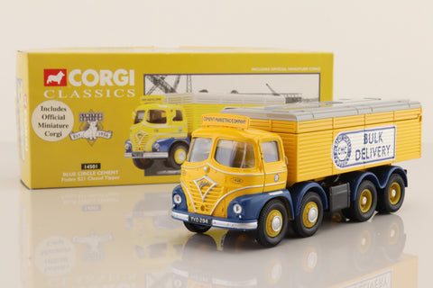 Corgi 14501; Foden S21 Mickey Mouse; 8 Wheel Rigid Covered Tipper, Blue Circle Cement