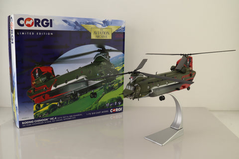 Corgi AA34215; Boeing Chinook Helicopter; HC4; ZA712 RAF No.18(B) Squadron, 100 Years Anniversary Scheme, RAF Odiham, Sept 2016