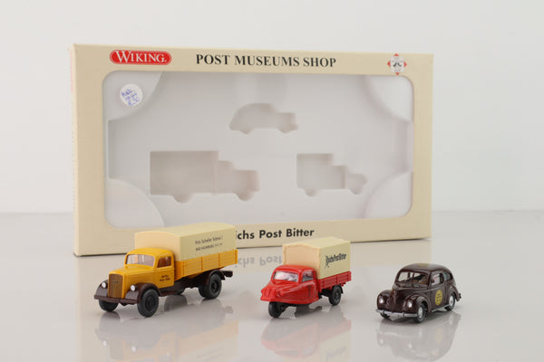 Wiking 82-12; Reichs Post Bitter Set; Goliath Tricycle, Ford Taunus + 2500 Truck