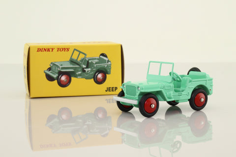 Atlas Dinky Toys 25J; Jeep; Light Green, Red Hubs
