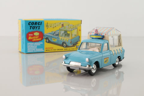 Corgi Toys 474; Ford Thames Musical Walls Ice Cream Van; Blue, cream; Modern Repro