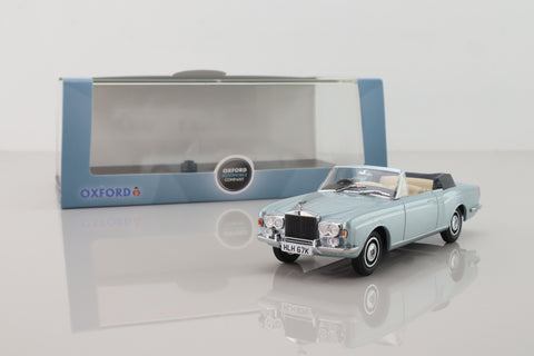 Oxford Diecast 43RRC003; 1977 Rolls-Royce Corniche; Open Cabriolet; Metallic Light Blue
