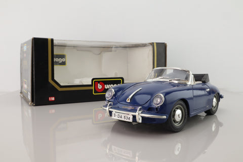 Burago 3051; 1961 Porsche 356B Coupe; Open Top; Blue