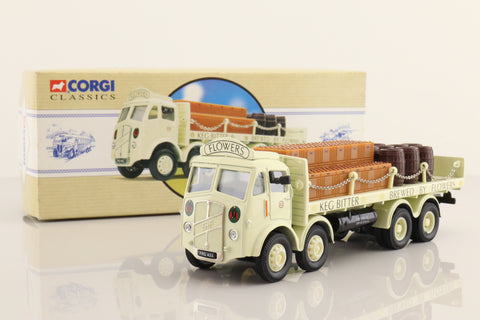Corgi 97942; ERF V; 8 Wheel Rigid Flatbed with Chains; Flowers Brewery; Crates & Barrels Load