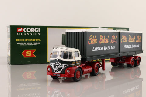 Corgi 14301; Foden S21 Mickey Mouse; Artic Flatbed Containers Load; Eddie Stobart