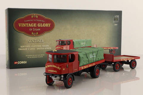 Corgi 80007; Sentinel Steam Wagon; Flatbed & Trailer, United Africa, Liverpool; Sheeted Load