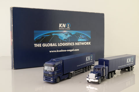 Wiking; Kuehne & Nagel Logistics Set; Peterbilt & Mercedes Actros